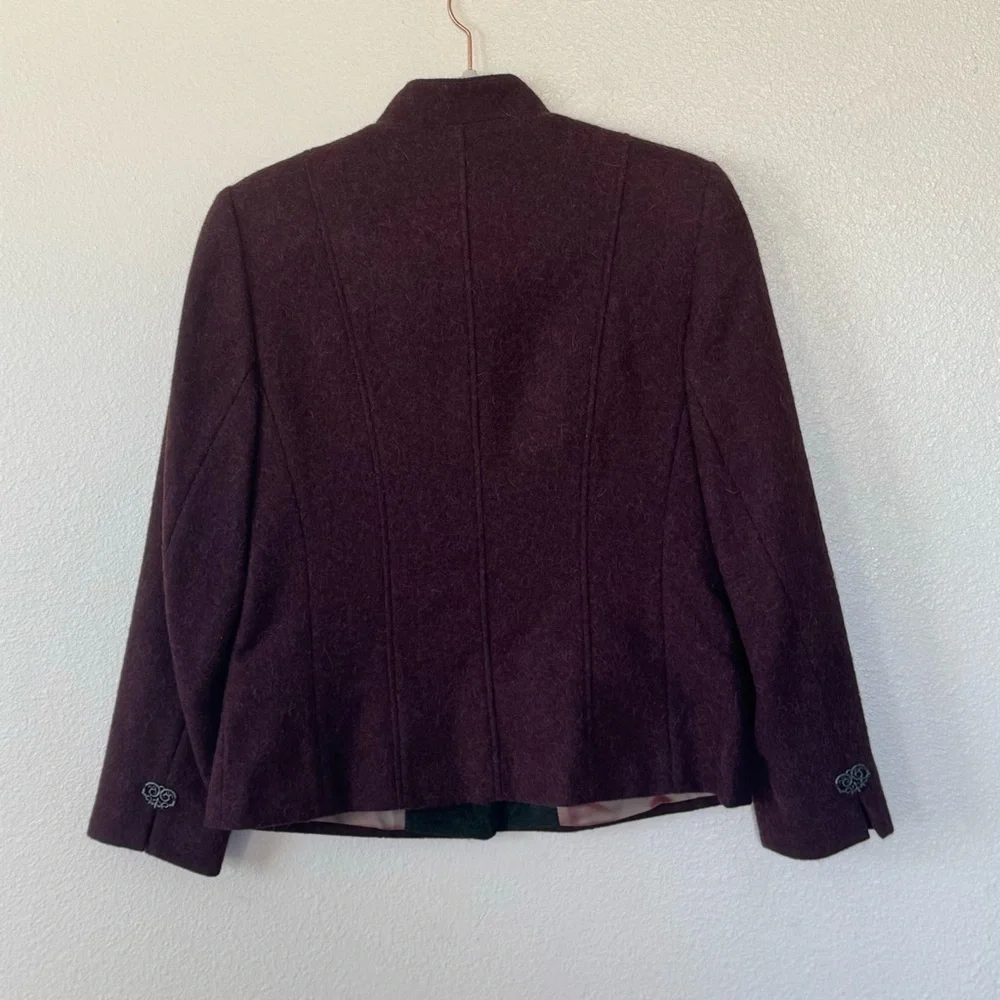 Julius Lang Burgundy Alpaca Wool Blazer Purple Victorian Size M 36 6 - Picture 3 of 12